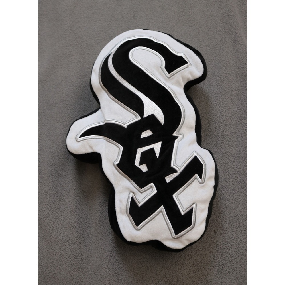 CHICAGO WHITE SOX Plush Logo Throw Pillow Black White MLB Sports Decor